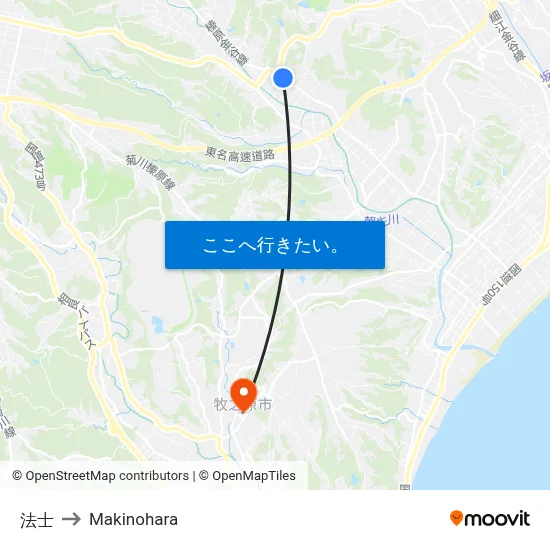 法士 to Makinohara map
