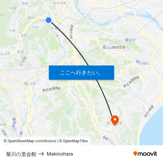 菊川の里会館 to Makinohara map