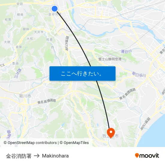 金谷消防署 to Makinohara map
