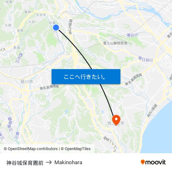 神谷城保育園前 to Makinohara map