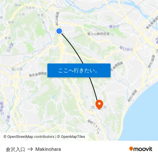 倉沢入口 to Makinohara map