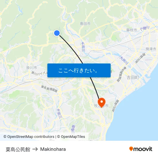 栗島公民館 to Makinohara map