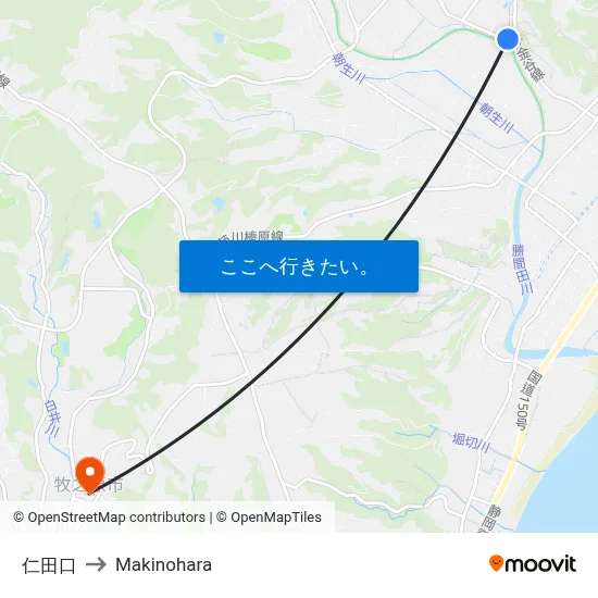 仁田口 to Makinohara map