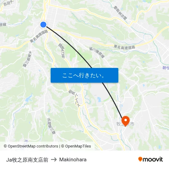 Ja牧之原南支店前 to Makinohara map