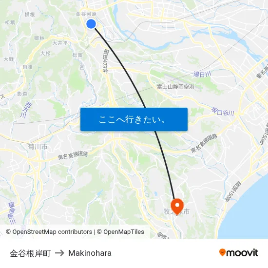 金谷根岸町 to Makinohara map