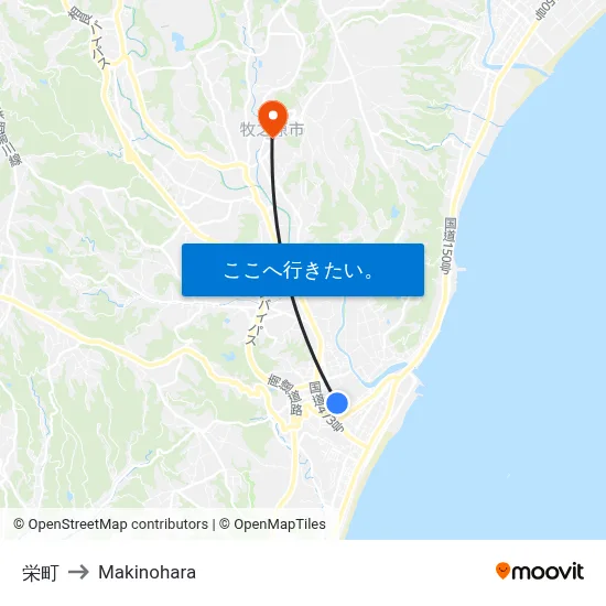 栄町 to Makinohara map