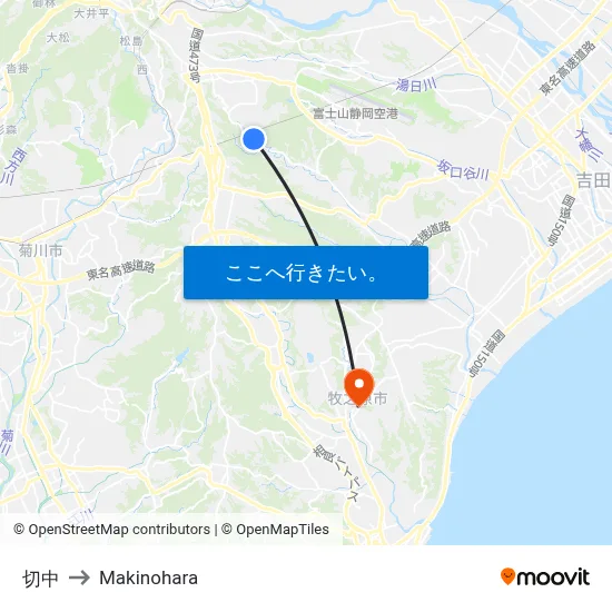 切中 to Makinohara map