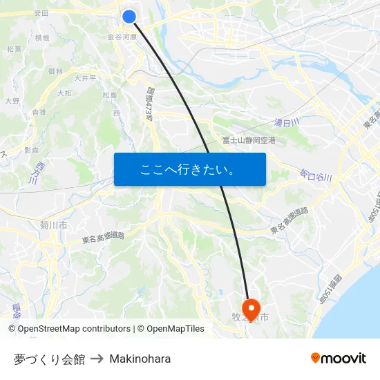 夢づくり会館 to Makinohara map