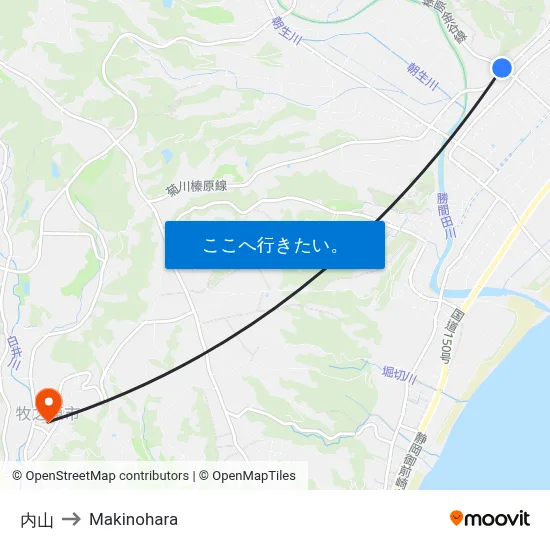 内山 to Makinohara map