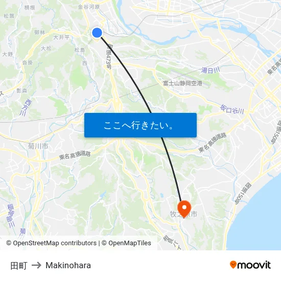田町 to Makinohara map
