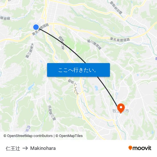 仁王辻 to Makinohara map