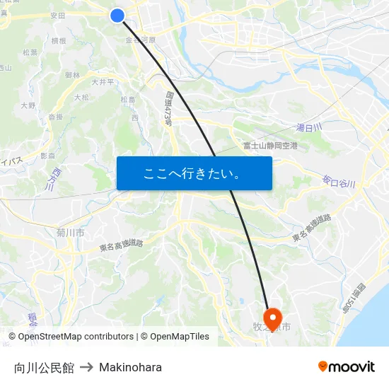 向川公民館 to Makinohara map