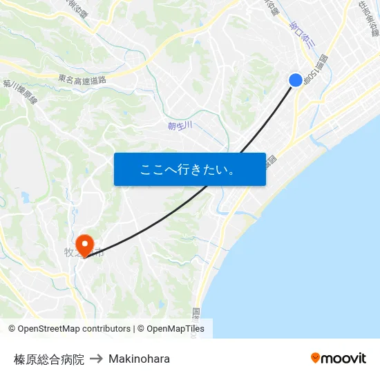 榛原総合病院 to Makinohara map