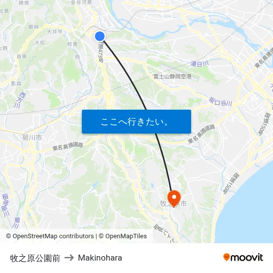 牧之原公園前 to Makinohara map