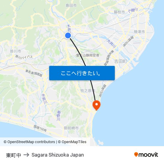 東町中 to Sagara Shizuoka Japan map