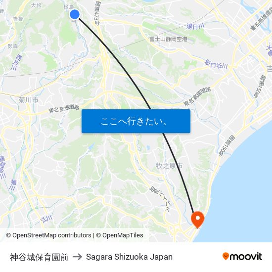 神谷城保育園前 to Sagara Shizuoka Japan map