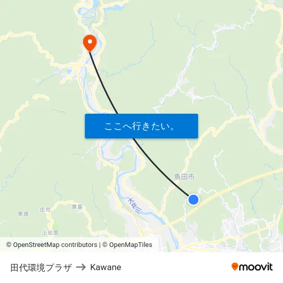 田代環境プラザ to Kawane map