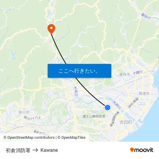 初倉消防署 to Kawane map