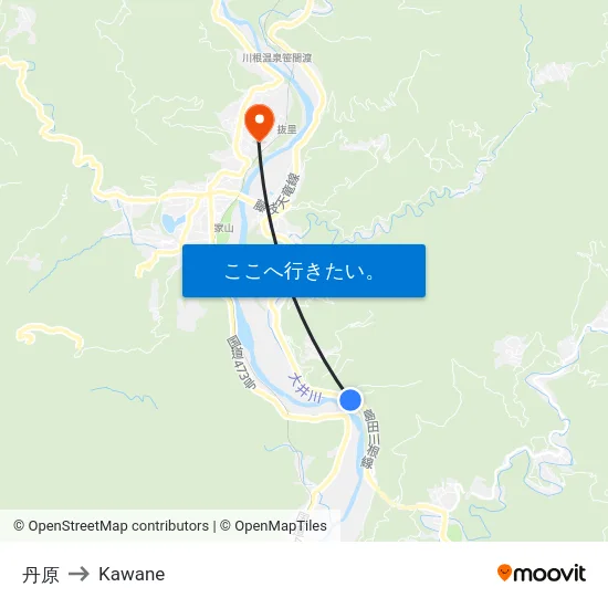 丹原 to Kawane map