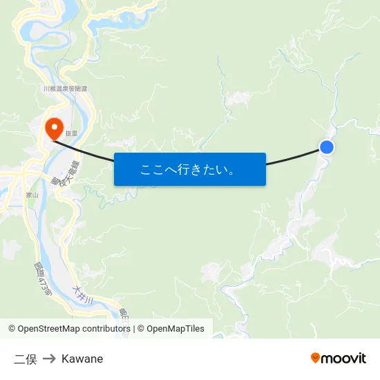 二俣 to Kawane map
