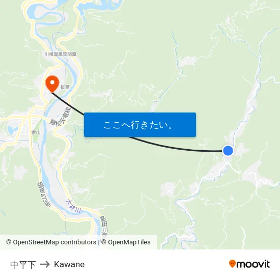 中平下 to Kawane map