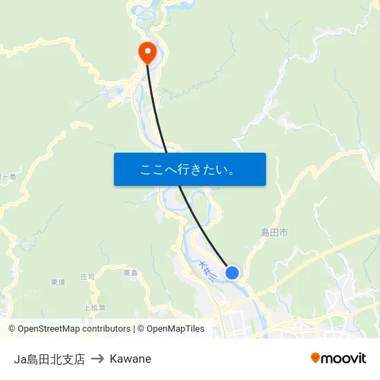 Ja島田北支店 to Kawane map