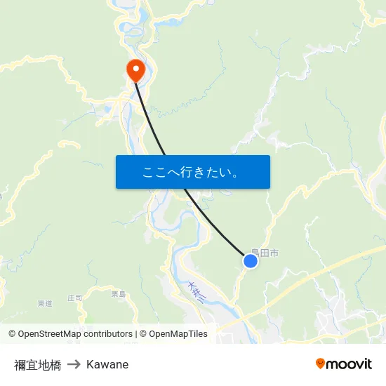 禰宜地橋 to Kawane map