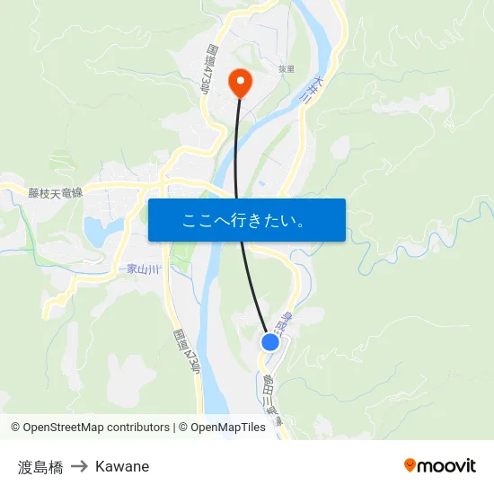 渡島橋 to Kawane map