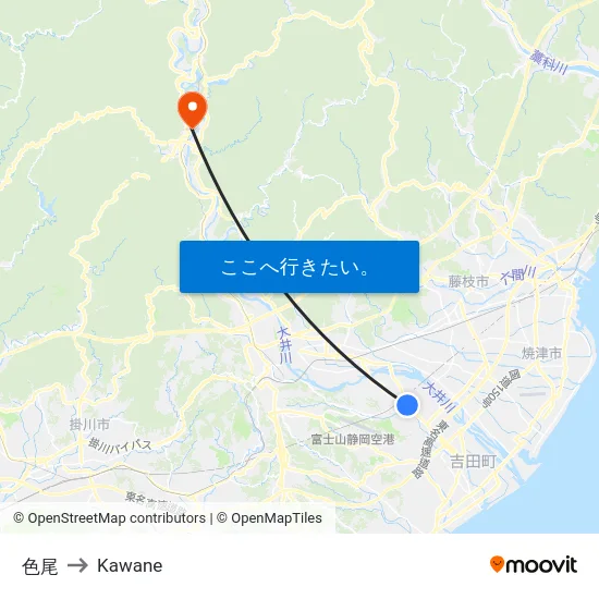 色尾 to Kawane map
