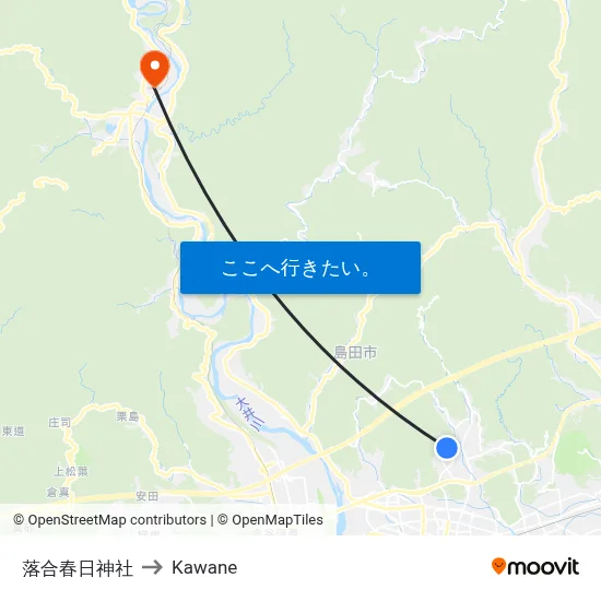 落合春日神社 to Kawane map
