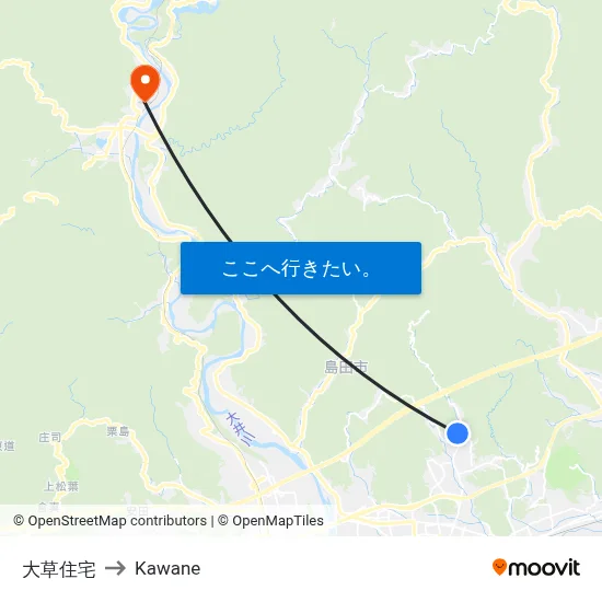 大草住宅 to Kawane map