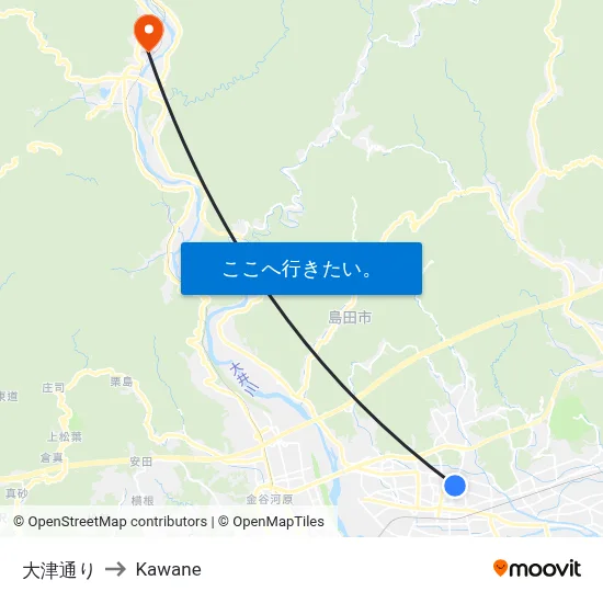 大津通り to Kawane map