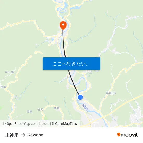 上神座 to Kawane map