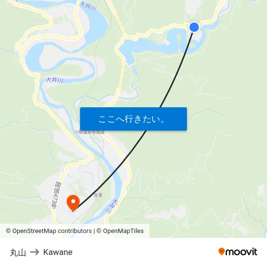 丸山 to Kawane map
