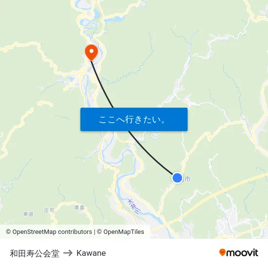 和田寿公会堂 to Kawane map