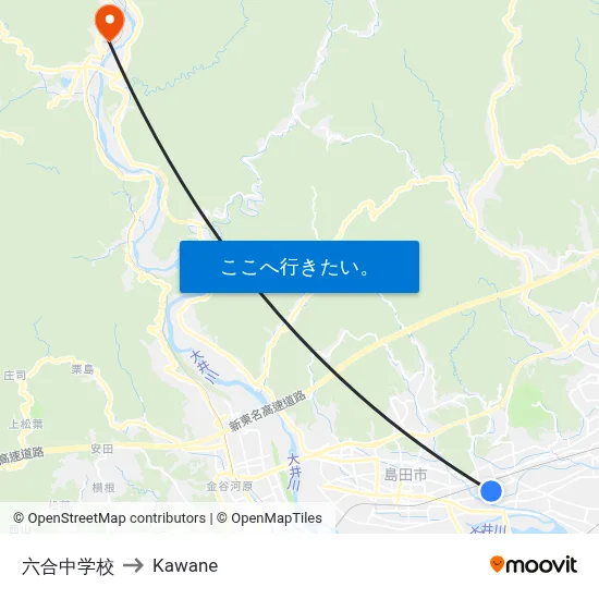 六合中学校 to Kawane map