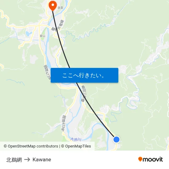 北鵜網 to Kawane map