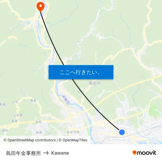 島田年金事務所 to Kawane map