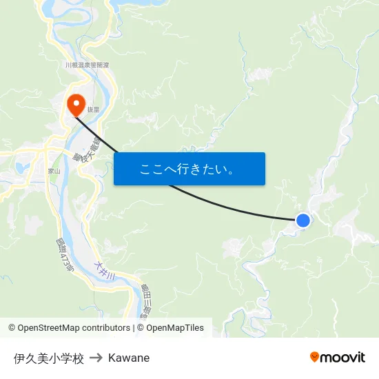 伊久美小学校 to Kawane map