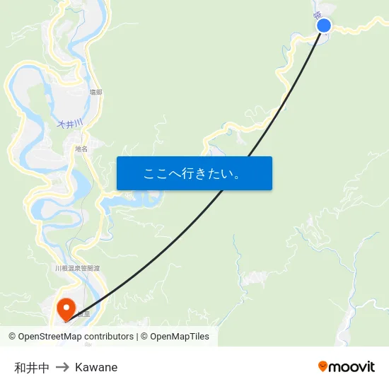 和井中 to Kawane map