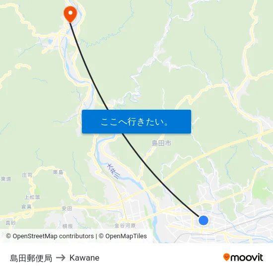 島田郵便局 to Kawane map