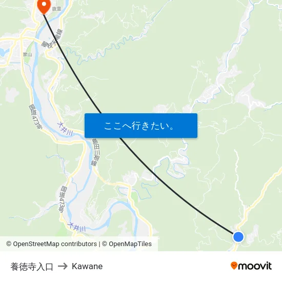 養徳寺入口 to Kawane map