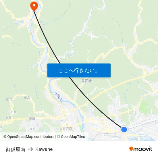 御仮屋南 to Kawane map