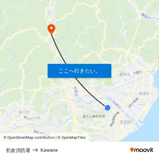 初倉消防署 to Kawane map