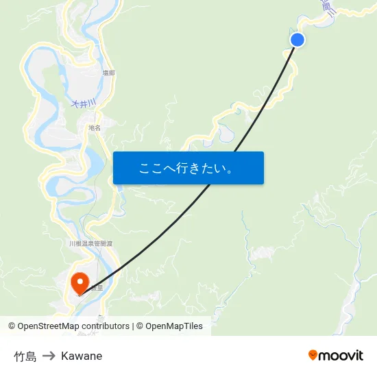 竹島 to Kawane map