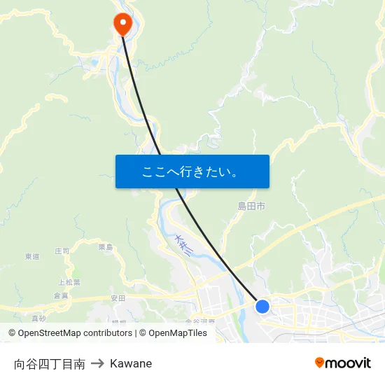 向谷四丁目南 to Kawane map