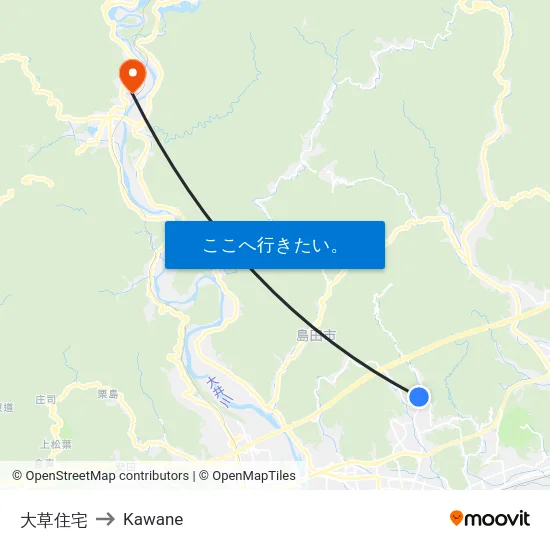 大草住宅 to Kawane map