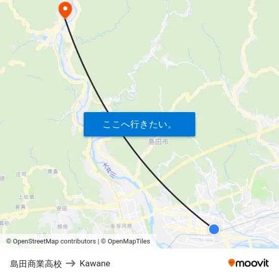 島田商業高校 to Kawane map