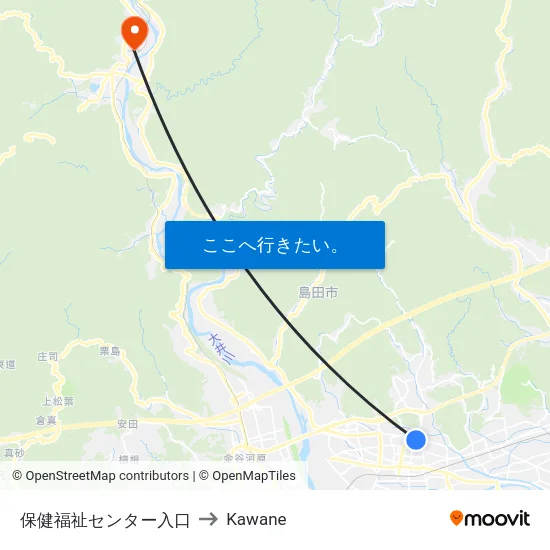 保健福祉センター入口 to Kawane map