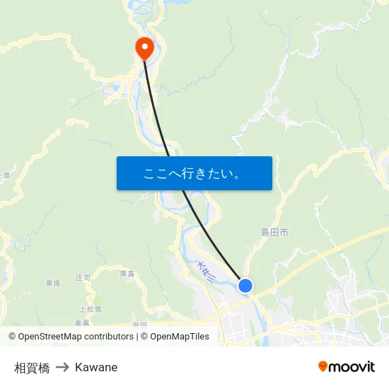 相賀橋 to Kawane map